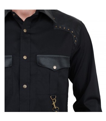 Men Gothic Vintage Shirt Goth Steampunk Shirt Black Goth Cotton Shirt (2025)